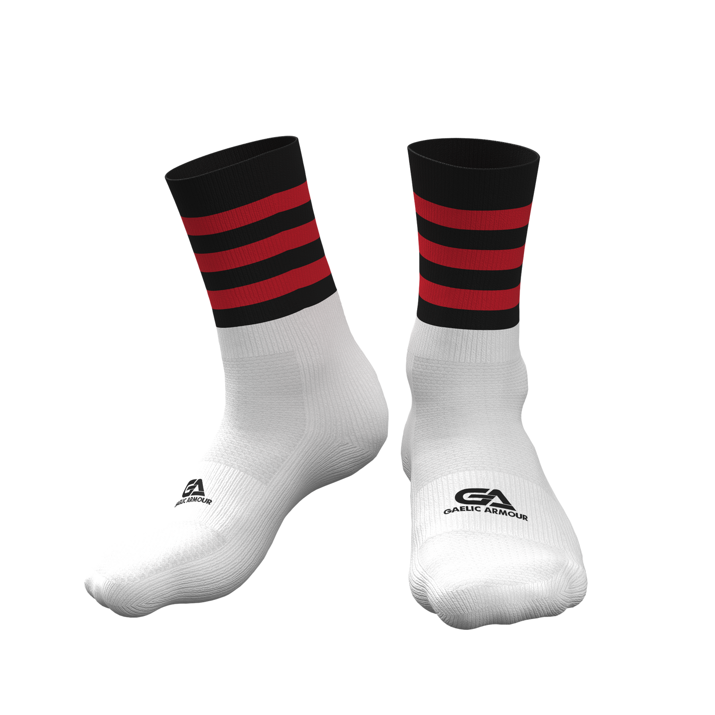 GAA Midi Socks Black Red Hoops
