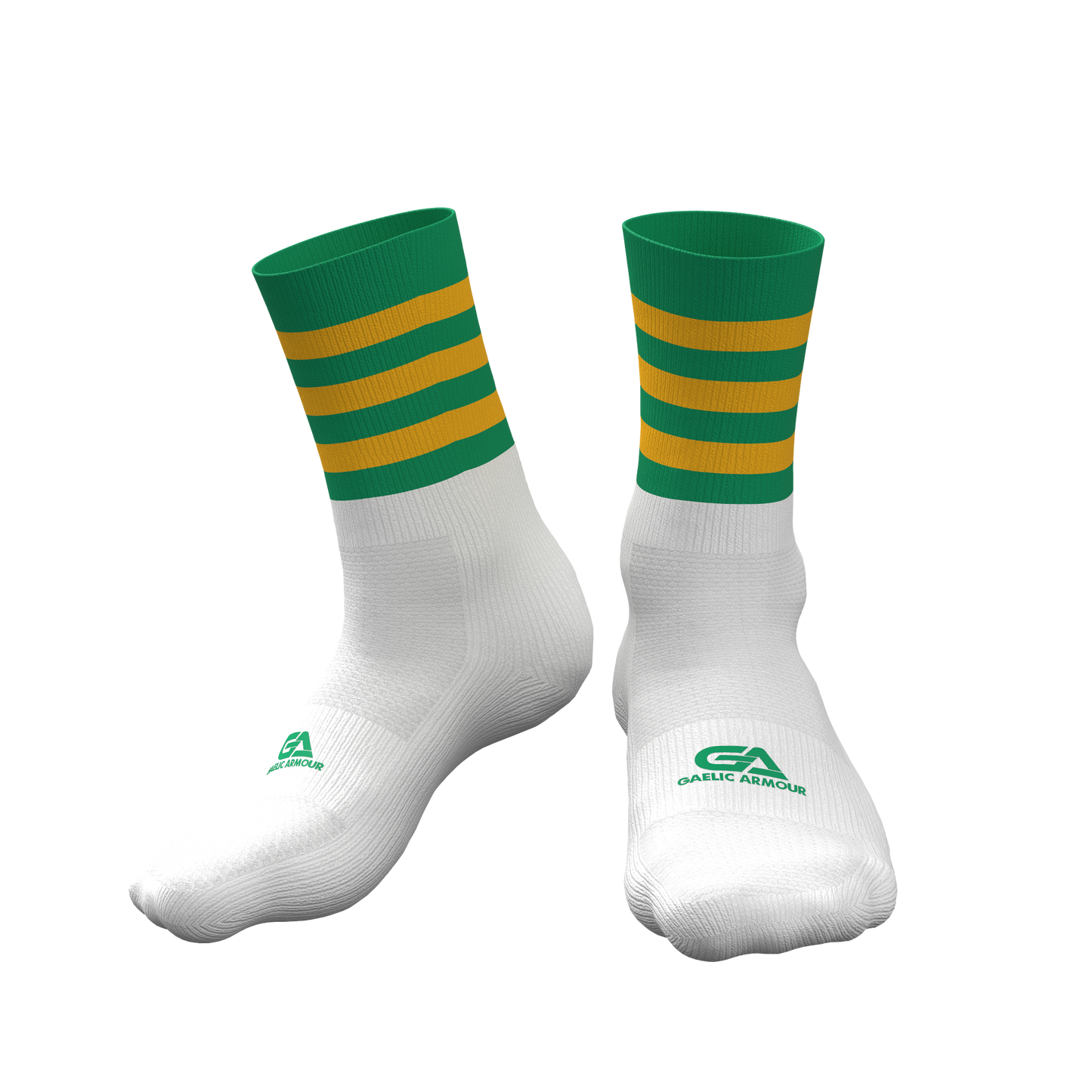 Kids GAA Midi Socks Green Amber Hoops