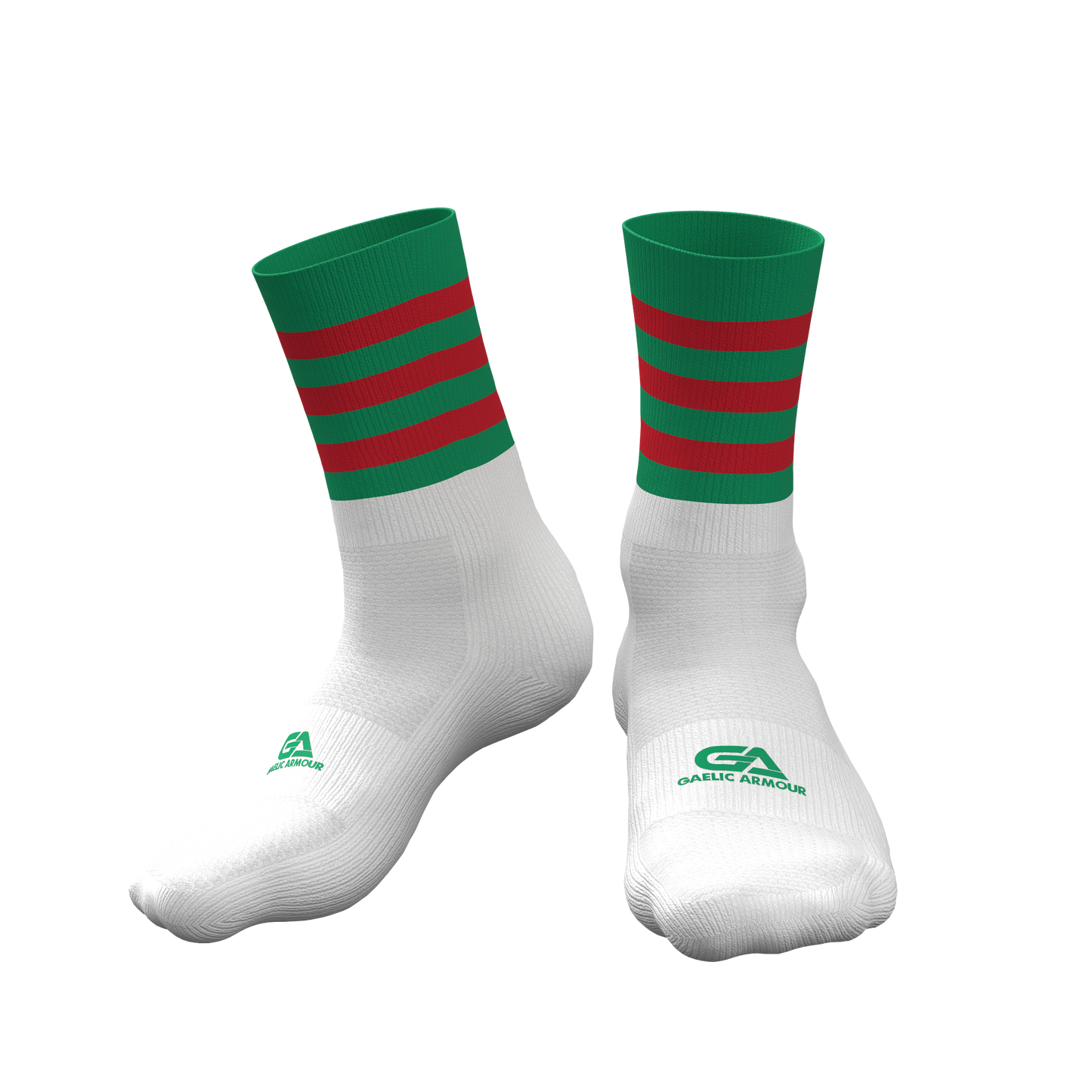 GAA Midi Socks Green Red Hoops