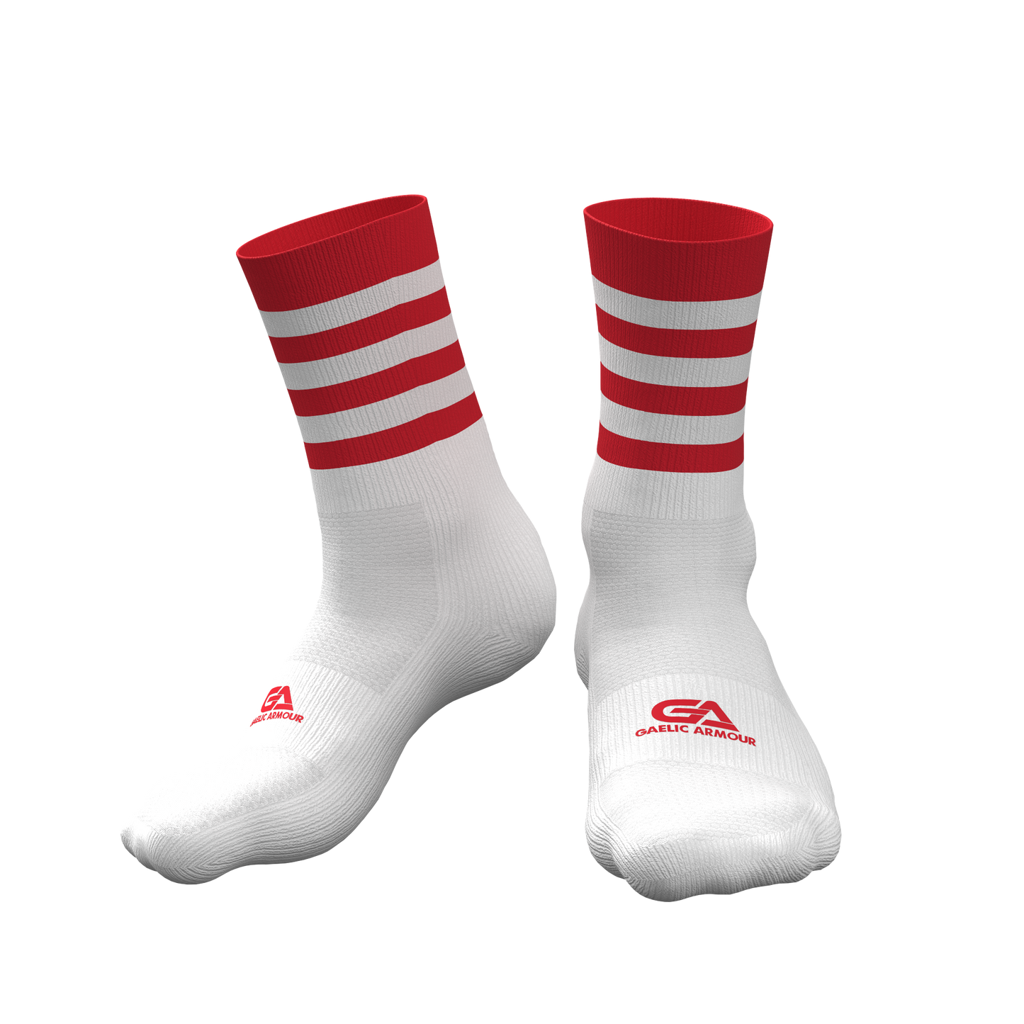 GAA Midi Socks Red White Hoops