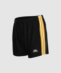 Kids GAA Official Match Shorts Black Amber
