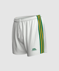 Kids GAA Official Match Shorts White Green Amber