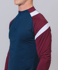 Culainn 1/4 Zip Navy Maroon White