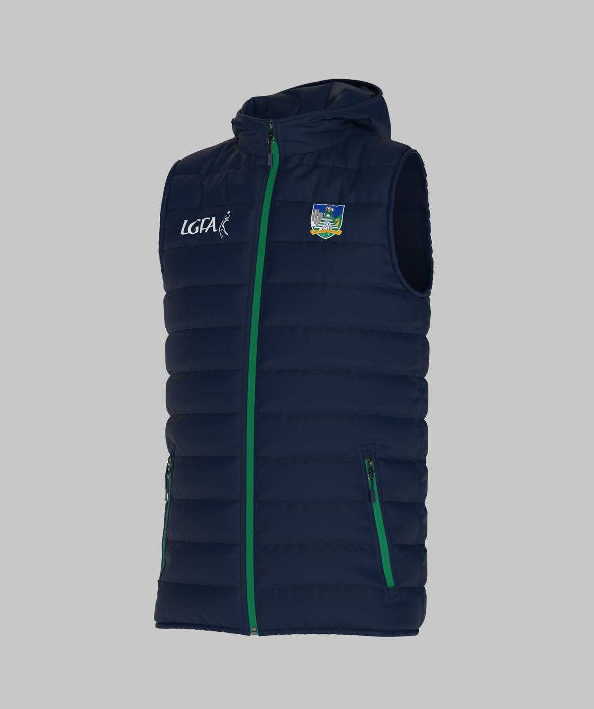 Limerick LGFA Navy Green Hooded Gilet