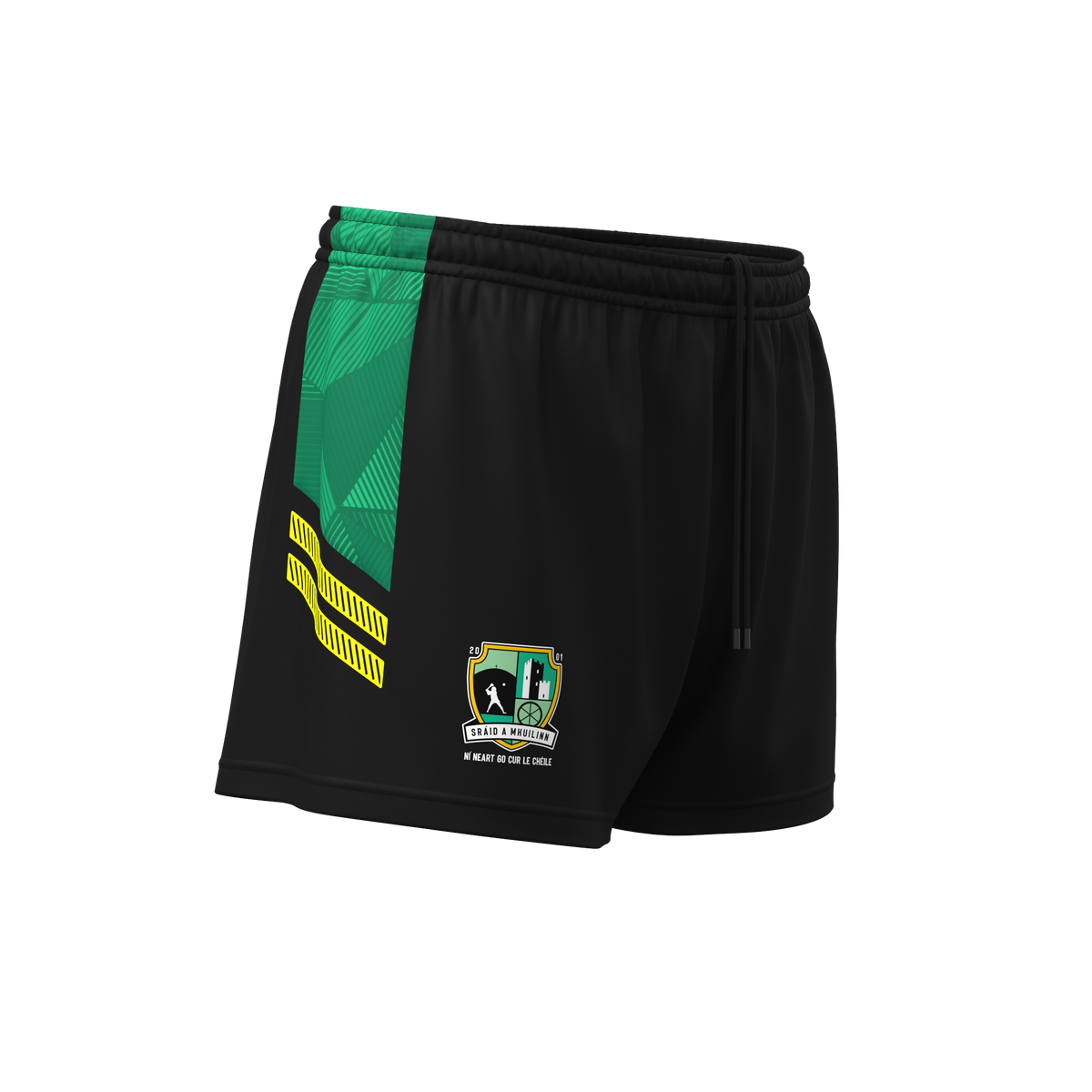 Millstreet Camogie Kids Playing Shorts Black Yellow Green 2401