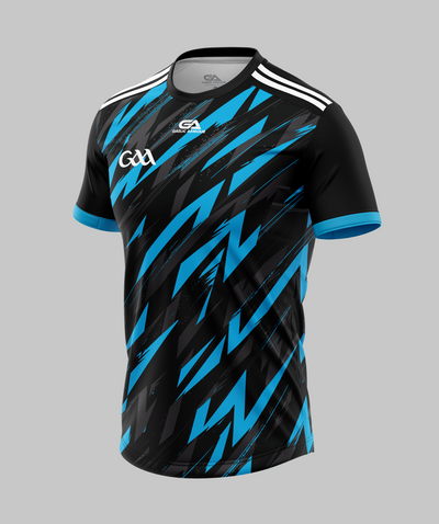 Kids GAA Training Jersey 2201 Black Cyan