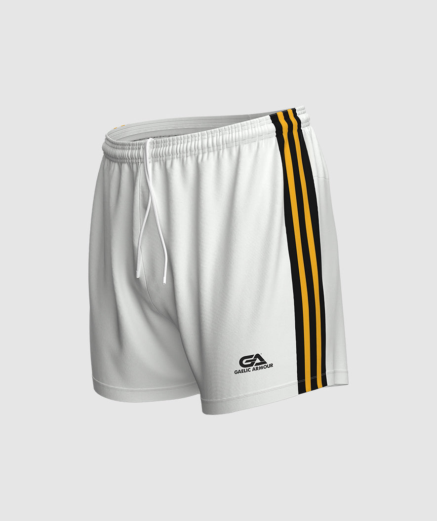 GAA Official Match Shorts White Black Amber