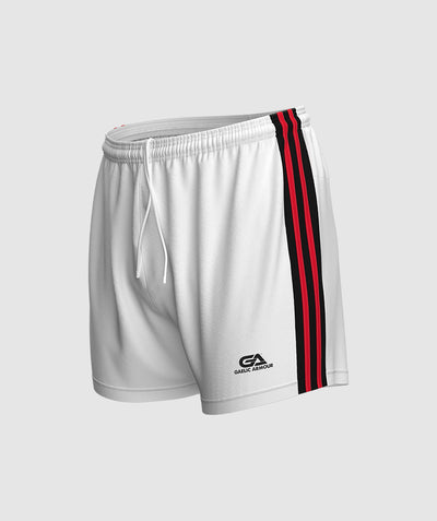 Kids GAA Official Match Shorts White Black Red