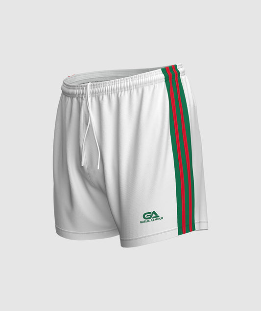 GAA Official Match Shorts White Green Red