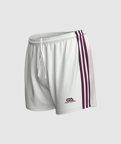 GAA Official Match Shorts White Maroon