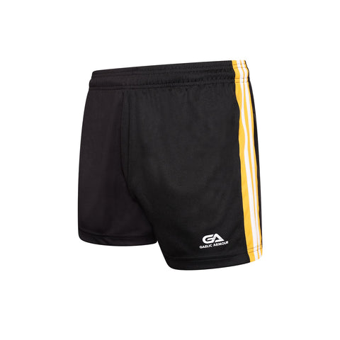 Kids GAA Official Match Shorts Black Amber