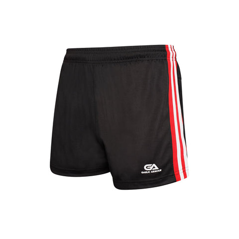 Kids GAA Official Match Shorts Black Red