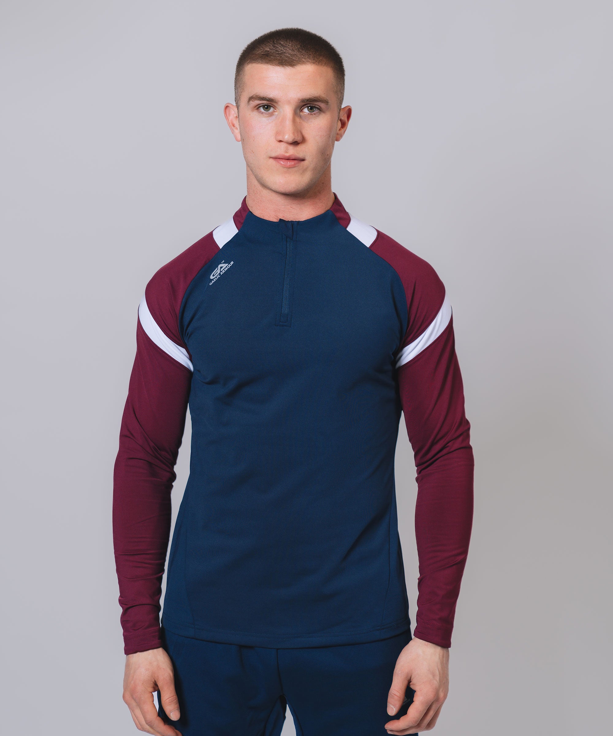 Culainn 1/4 Zip Navy Maroon White