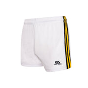 Kids GAA Official Match Shorts White Black Amber