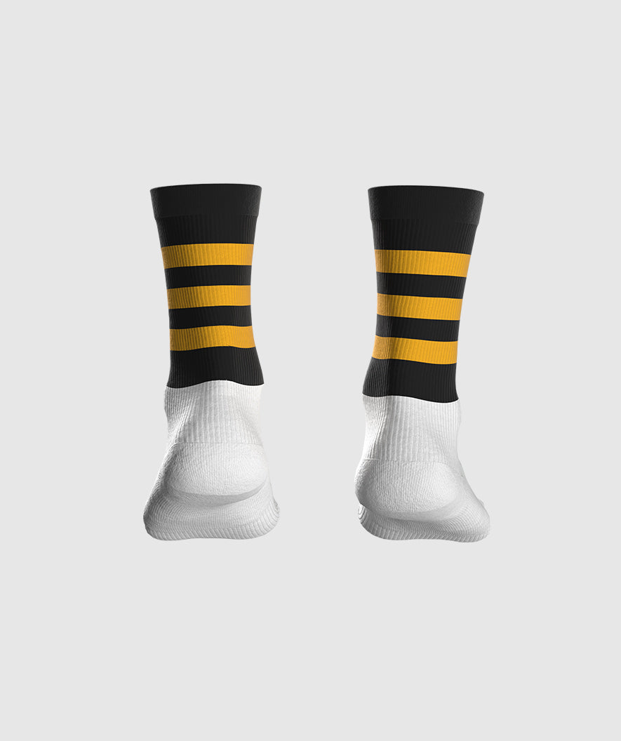 GAA Midi Socks Black Amber Hoops
