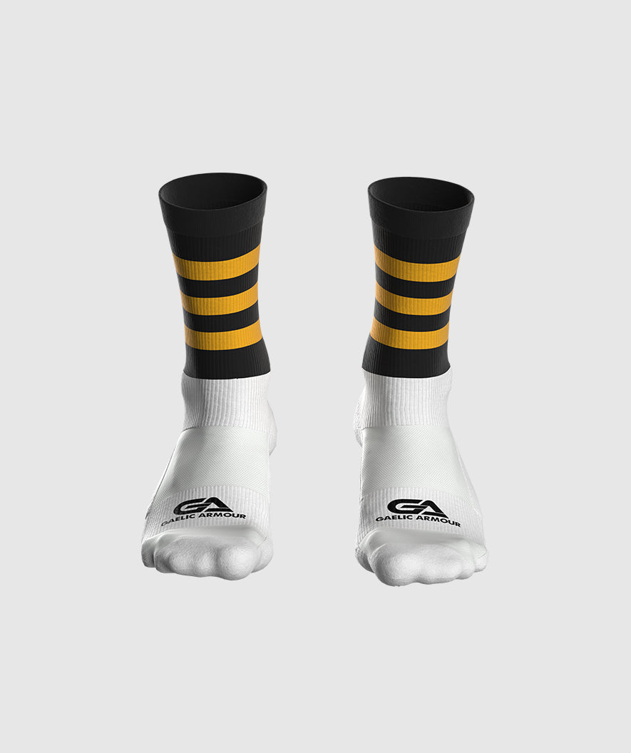 GAA Midi Socks Black Amber Hoops