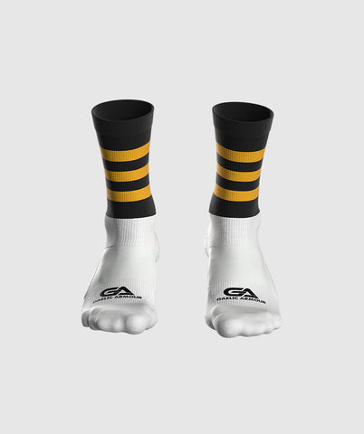 GAA Midi Socks Black Amber Hoops