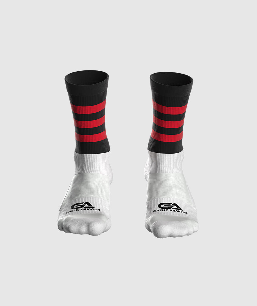 GAA Midi Socks Black Red Hoops
