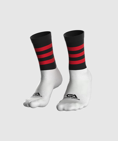 GAA Midi Socks Black Red Hoops