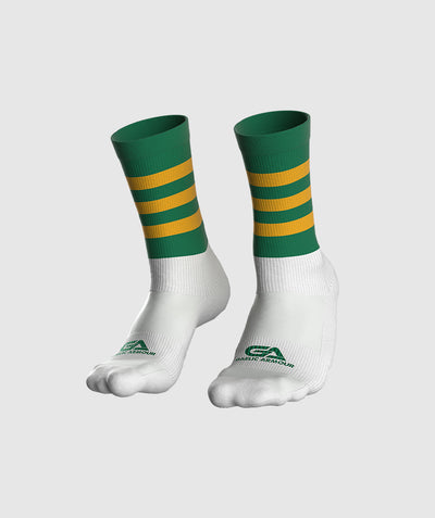 GAA Midi Socks Green Amber Hoops