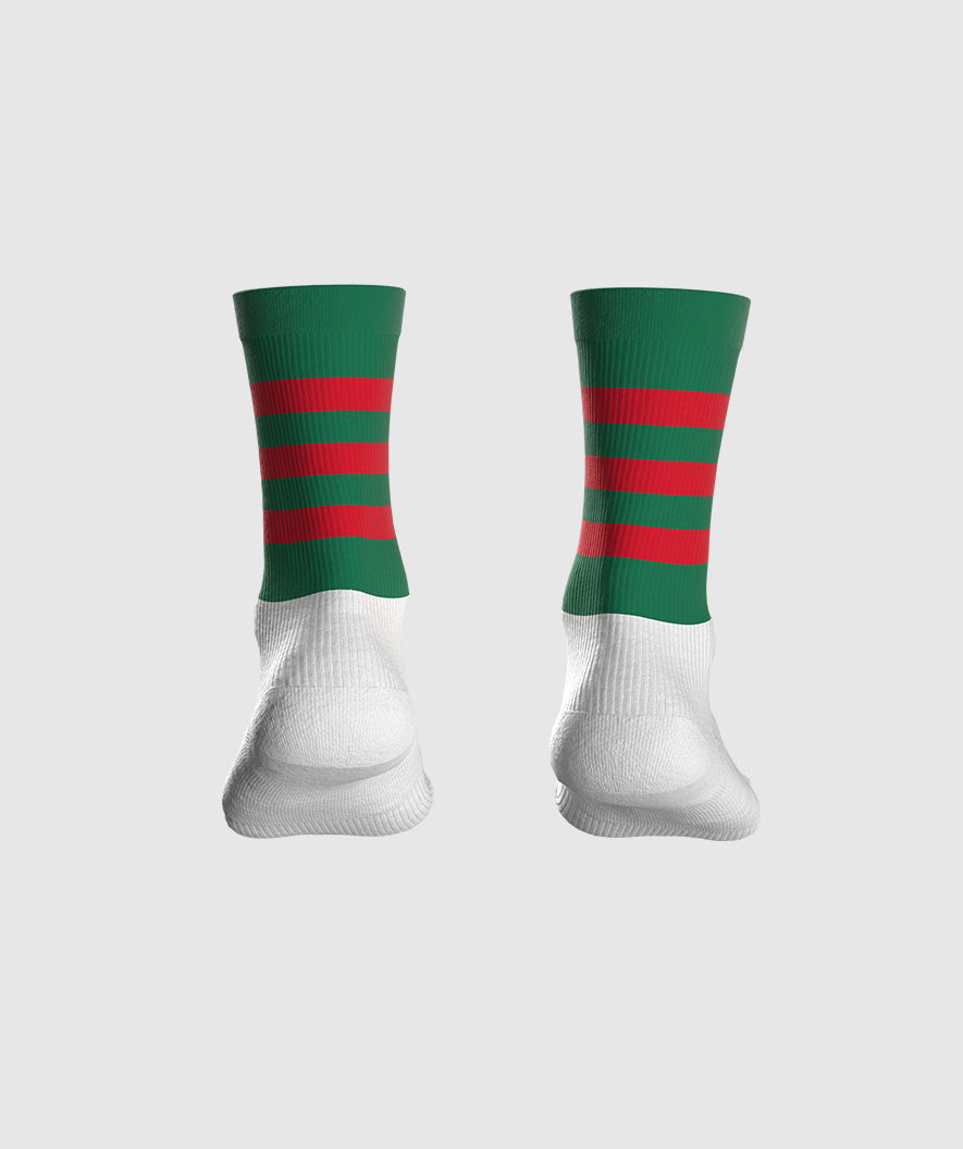 GAA Midi Socks Green Red Hoops