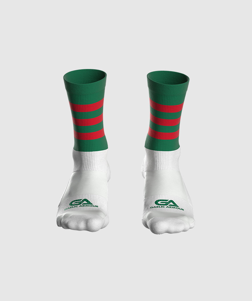 GAA Midi Socks Green Red Hoops