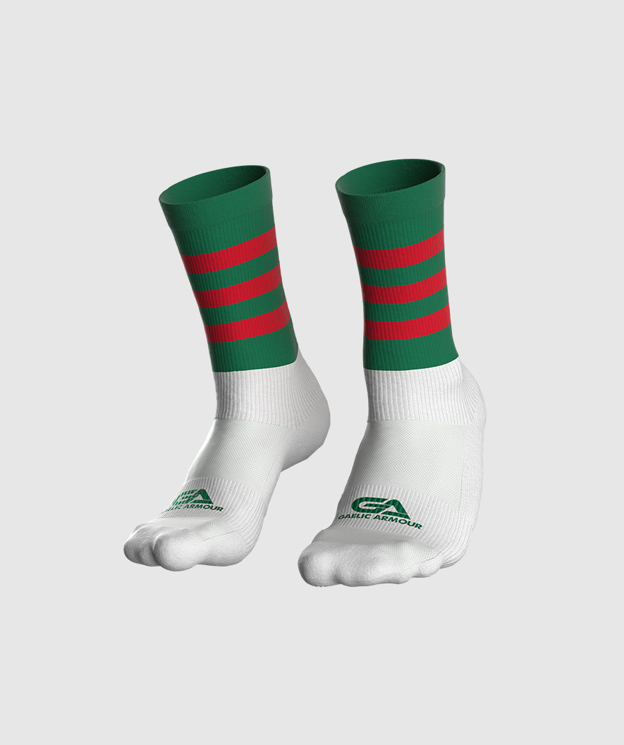 GAA Midi Socks Green Red Hoops
