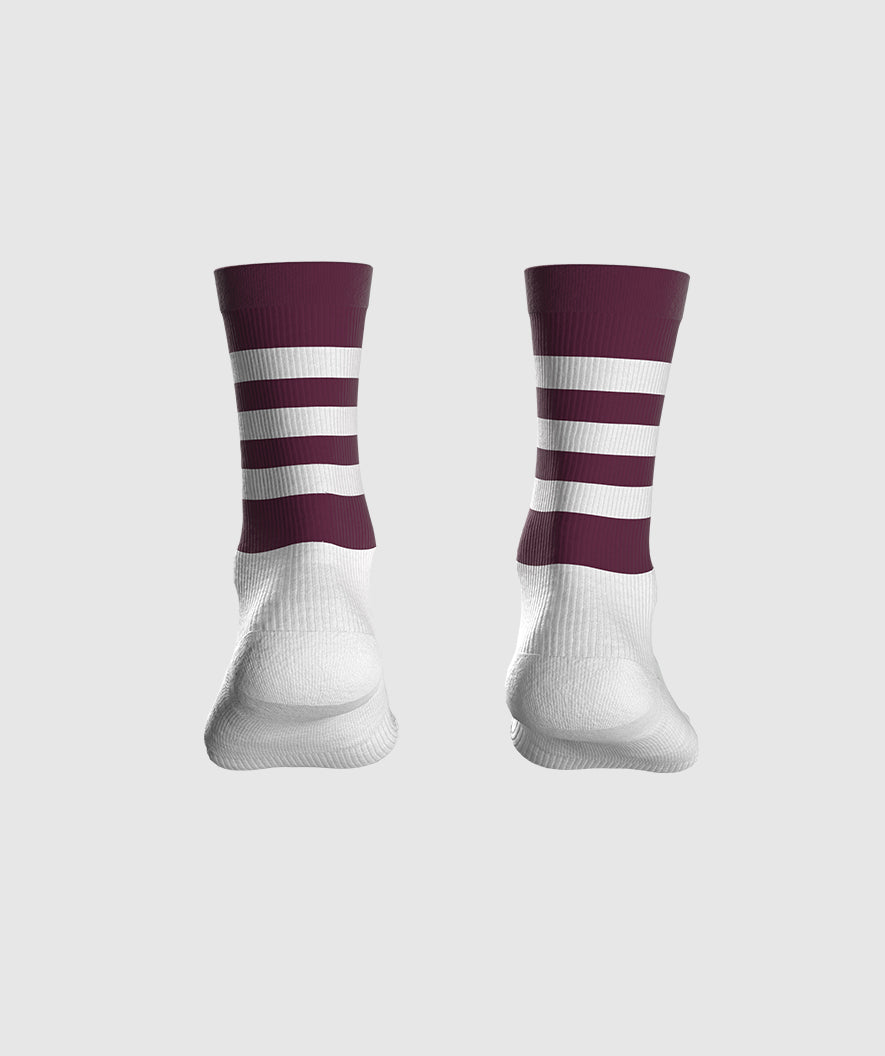GAA Midi Socks Maroon White Hoops