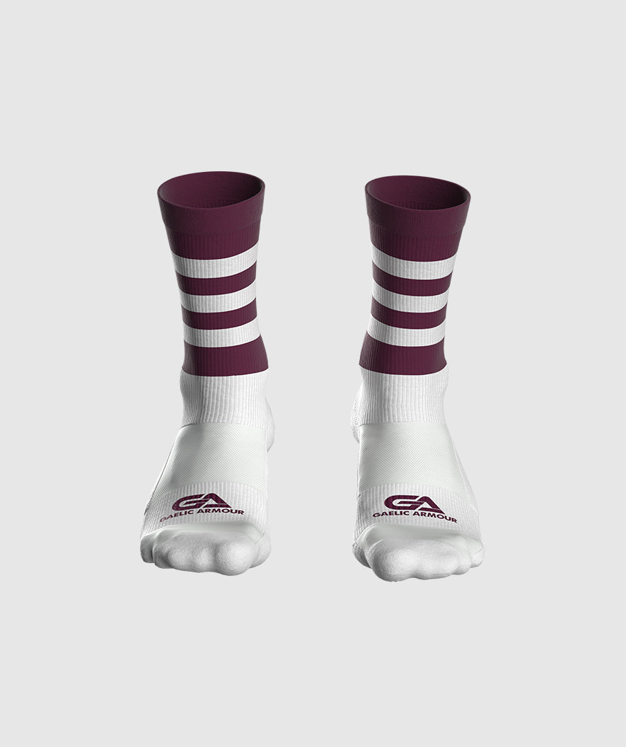 GAA Midi Socks Maroon White Hoops