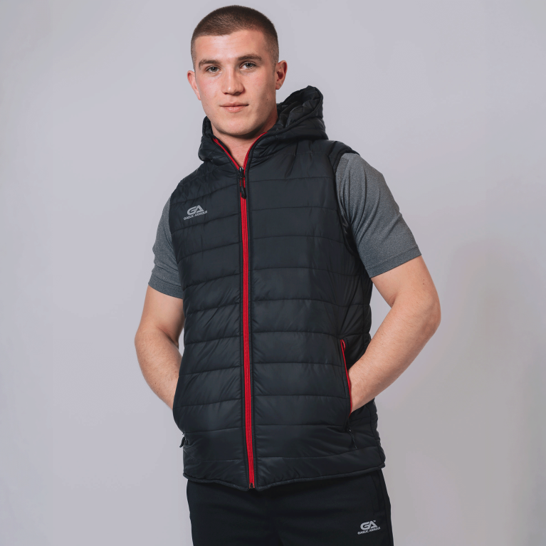 GA Team Hooded Gilet - Black/Red